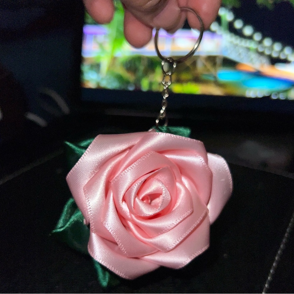 Pink Rose Keychain Accessory - Picture 3 of 4